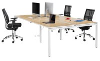PAPERFLOW easyDesk Doppelschreibtisch buche rechteckig, 4-Fuß-Gestell weiß 280,0 x 166,0 cm