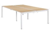 PAPERFLOW easyDesk Doppelschreibtisch buche rechteckig, 4-Fuß-Gestell weiß 280,0 x 166,0 cm
