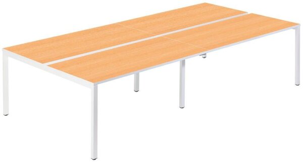 PAPERFLOW easyDesk Doppelschreibtisch buche rechteckig, 4-Fuß-Gestell weiß 320,0 x 166,0 cm