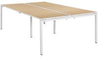PAPERFLOW easyDesk Doppelschreibtisch buche rechteckig, 4-Fuß-Gestell weiß 320,0 x 166,0 cm