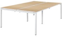 PAPERFLOW easyDesk Doppelschreibtisch buche rechteckig, 4-Fuß-Gestell weiß 320,0 x 166,0 cm