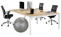 PAPERFLOW easyDesk Doppelschreibtisch buche rechteckig, 4-Fuß-Gestell weiß 320,0 x 166,0 cm