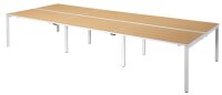 PAPERFLOW easyDesk Doppelschreibtisch buche rechteckig, 4-Fuß-Gestell weiß 360,0 x 166,0 cm