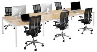PAPERFLOW easyDesk Doppelschreibtisch buche rechteckig, 4-Fuß-Gestell weiß 420,0 x 166,0 cm