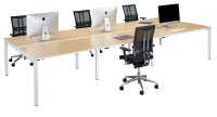 PAPERFLOW easyDesk Doppelschreibtisch buche rechteckig, 4-Fuß-Gestell weiß 420,0 x 166,0 cm