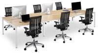 PAPERFLOW easyDesk Doppelschreibtisch buche rechteckig, 4-Fuß-Gestell weiß 480,0 x 166,0 cm