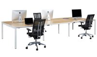 PAPERFLOW easyDesk Doppelschreibtisch buche rechteckig, 4-Fuß-Gestell weiß 480,0 x 166,0 cm