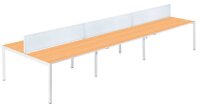 PAPERFLOW easyDesk Doppelschreibtisch buche rechteckig, 4-Fuß-Gestell weiß 480,0 x 166,0 cm
