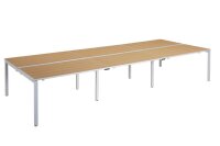 PAPERFLOW easyDesk Doppelschreibtisch buche rechteckig, 4-Fuß-Gestell weiß 480,0 x 166,0 cm