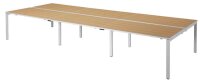 PAPERFLOW easyDesk Doppelschreibtisch buche rechteckig, 4-Fuß-Gestell weiß 480,0 x 166,0 cm