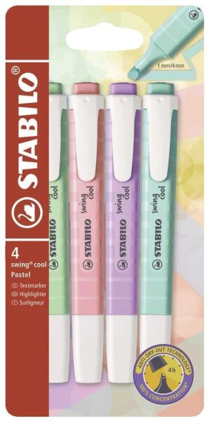 STABILO swing cool Pastel Textmarker farbsortiert, 4 St.