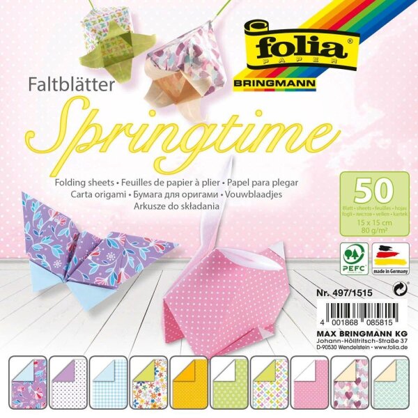folia Faltblätter Springtime mehrfarbig 50 Blatt  ( 497/1515 )