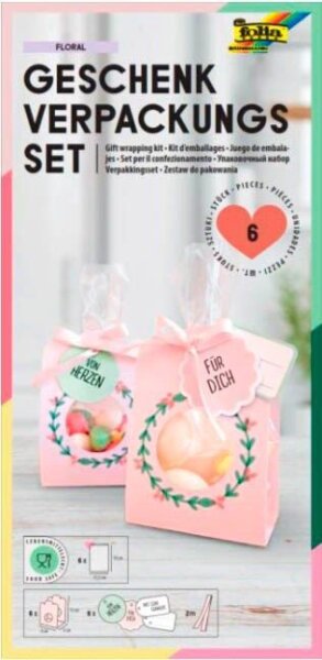 folia Geschenktüten Set Floral rosa 11,5 x 19,0 cm, 6 St.  ( 48203 )