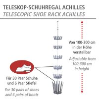 WENKO Teleskop-Schuhregal Achilles weiß, grau 30,0 x 30,0 x 100,0 - 300,0 cm, 1 St.