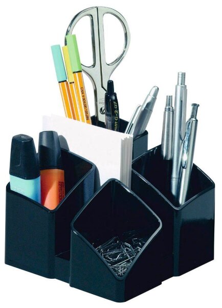 HAN Stiftehalter SCALA schwarz Polystyrol 4 Fächer 12,5 x 12,5 x 10,0 cm