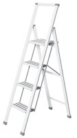 WENKO Stehleiter einseitig silber 4 Stufen, H: 144,0 cm