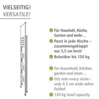 WENKO Stehleiter einseitig silber 4 Stufen, H: 144,0 cm