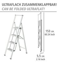 WENKO Stehleiter einseitig silber 4 Stufen, H: 144,0 cm