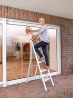 WENKO Stehleiter einseitig silber 4 Stufen, H: 144,0 cm