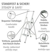 WENKO Klapptritt silber 3 Stufen, H: 119,0 cm