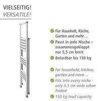 WENKO Klapptritt silber 3 Stufen, H: 119,0 cm