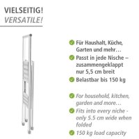 WENKO Klapptritt silber 2 Stufen, H: 94,0 cm