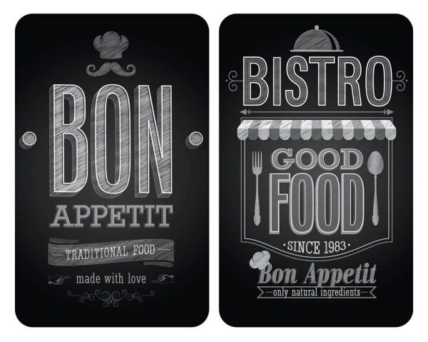 WENKO Herdabdeckplatten Bon Appetit schwarz, grau, 2 St.