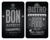 WENKO Herdabdeckplatten Bon Appetit schwarz, grau, 2 St.