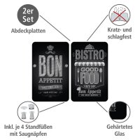WENKO Herdabdeckplatten Bon Appetit schwarz, grau, 2 St.