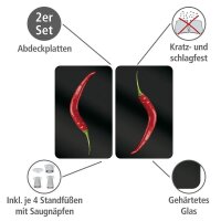 WENKO Herdabdeckplatten Hot Peperoni schwarz, 2 St.