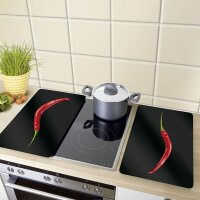 WENKO Herdabdeckplatten Hot Peperoni schwarz, 2 St.