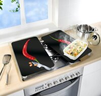 WENKO Herdabdeckplatten Hot Peperoni schwarz, 2 St.
