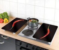 WENKO Herdabdeckplatten Hot Peperoni schwarz, 2 St.