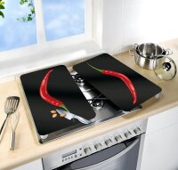 WENKO Herdabdeckplatten Hot Peperoni schwarz, 2 St.