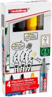 edding 385/380/383 Flipchart-Marker farbsortiert 1,0 - 5,0 mm, 4 St.