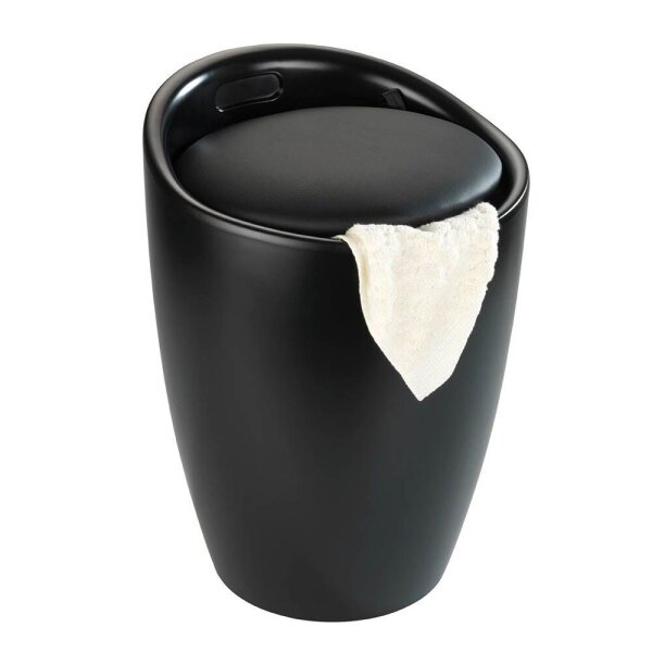 WENKO Badhocker mit Wäschesammler Candy 24229100 schwarz matt  ( 24229100 )