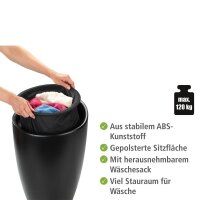 WENKO Badhocker mit Wäschesammler Candy 24229100 schwarz matt  ( 24229100 )