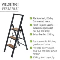 WENKO Klapptritt schwarz 3 Stufen, H: 119,0 cm