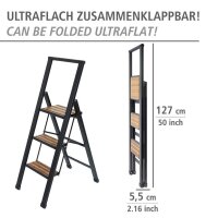 WENKO Klapptritt schwarz 3 Stufen, H: 119,0 cm