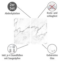 WENKO Herdabdeckplatten Marmor weiß, grau, 2 St.