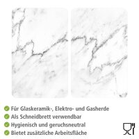 WENKO Herdabdeckplatten Marmor weiß, grau, 2 St.