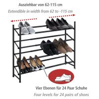 WENKO Teleskop-Schuhregal Hero schwarz 62,0 - 115,0 x 26,0 x 68,0 cm, 1 St.