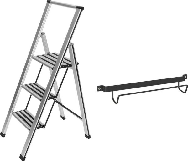 WENKO Klapptritt silber 3 Stufen, H: 119,0 cm