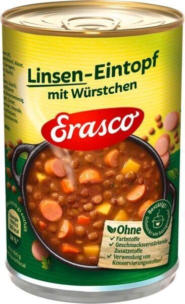 Erasco Linsen-Eintopf mit Würstchen 400,0 g, 1 St.