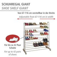 WENKO Teleskop-Schuhregal Giant grau 67,0 - 116,0 x 43,0...