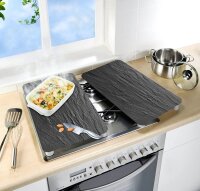 WENKO Herdabdeckplatten Schiefer schwarz, 2 St.