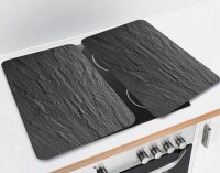 WENKO Herdabdeckplatten Schiefer schwarz, 2 St.