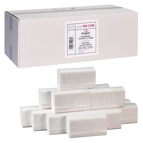 FRIPA Papierhandtücher 4052106 Comfort Zick-Zack-Falzung 2-lagig weiß, 2.250 Tücher