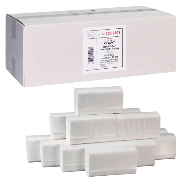 FRIPA Papierhandtücher 4052105 Comfort Interfold-Falzung 2-lagig weiß, 1.860 Tücher