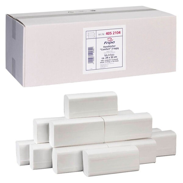 FRIPA Papierhandtücher 4052104 Comfort Interfold-Falzung 2-lagig weiß, 1.860 Tücher